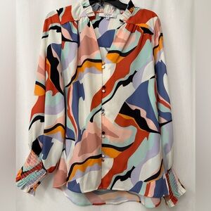 CROSBY by Mollie Burch Multicolor Abstract Print Blouse